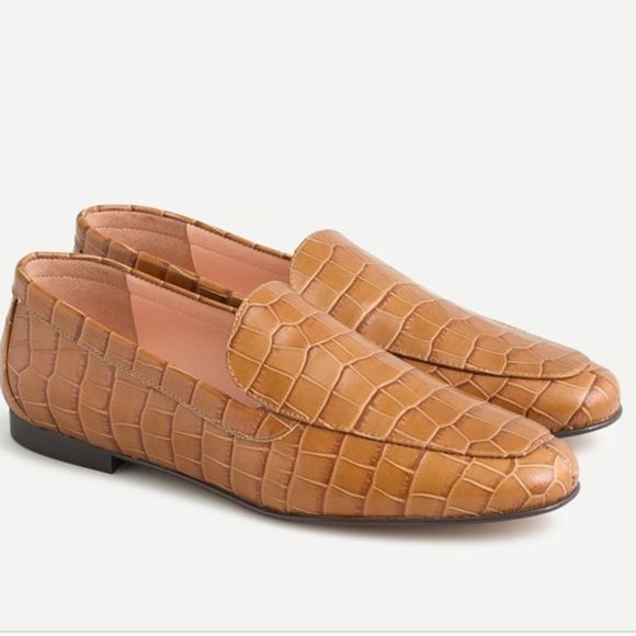 J. Crew Cecile Smoking Slippers Flats Croc Embossed Size 6